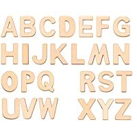 Letras mayúsculas de madera- 130 letras inglesas en una caja- alfabeto de madera natural de color natural